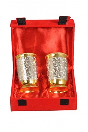  Nutristar Pure Brass Glasses Set of Two Red Box Gift Box Wa