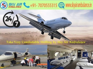 Avail ICU Air Ambulance Service in Ahmedabad by Sky