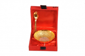 Nutristar Brass Fruit Bowl Gold and Silver Plated 4 Inches 