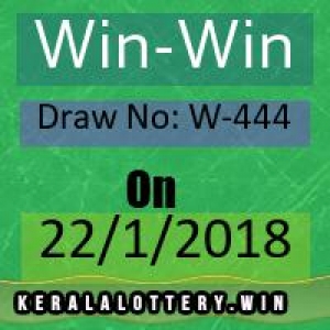 Todays Kerala Lottery Results-Win-Win W-444 Draw on 22-1-201