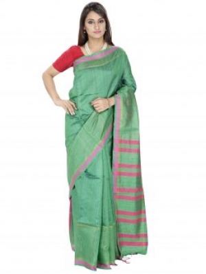 Rareitis Green Color Bhagalpuri Handloom Tussar Silk Saree 
