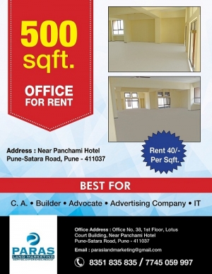 Today’s Best offer on 500 Sq Ft Office For Rent