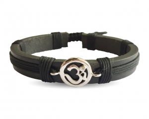 Auspicious Aum Bracelet in silver for Boys On Leather & Nylo