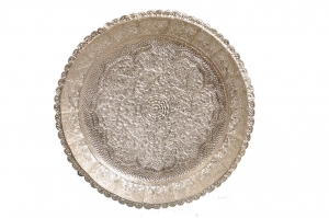 Silver Coated Handcrafted Brass Parat, Thali, Plater Plate 