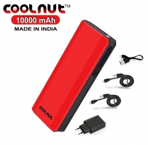 COOLNUT 10000mAh Mobile Power Bank, India (Red/Black)