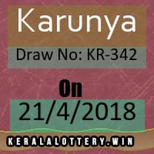 Lottery Results of Kerala-Karunya KR-342 Draw on 21-4-2018, 