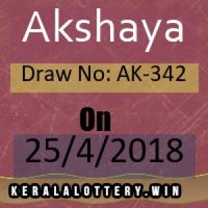Kerala Lottery Results-Akshaya AK-342 Draw on 25-4-2018, Liv