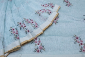 online shop for casual linen embroidery handloom sarees