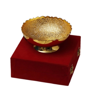 Rajasthan Metalware Brass Bowl Embellished with Gold Plated 