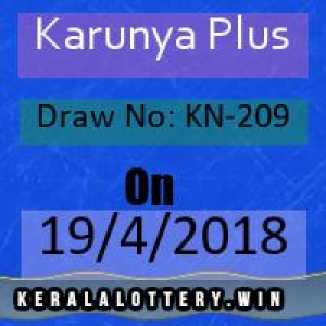 Results Of Kerala Lottery-Karunya Plus KN-209 Draw on 19-4-2