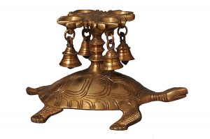 Nutristar Brass Antique Turtle Carrying 9 Diya and 8 Hanging