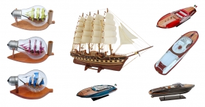 Retail Handmade Wooden Ship Sailing Vessel Model Wood Block