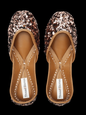 Buy Copper Sequins Handcrafted Juttis at Thread Stories