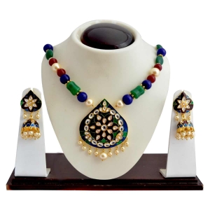 Kundan Meenakari Drop Pendant Necklace from Sheorna