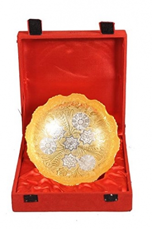 Nutristar Pure Brass Bowl Silver and Gold Plated Gift Box Di