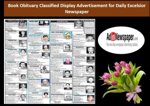 Obituary Classified Display Ads in Daily Excelsior 