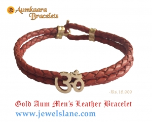Gold Aum Men’s Leather Bracelet